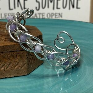 Handmade Artisan wire braided cuff bracelet